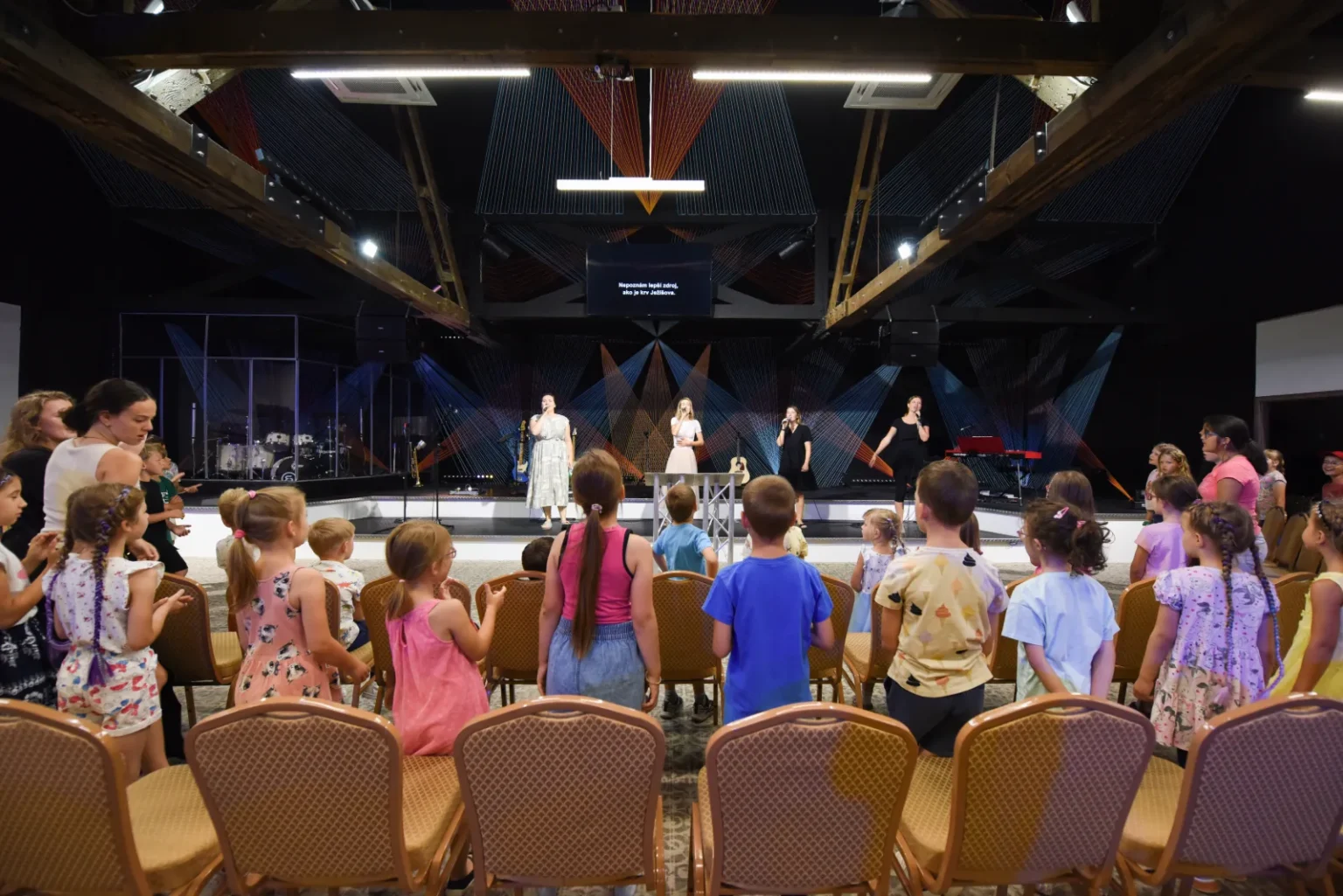 Children watching the program at a kids’ service at Christian Centre Bratislava