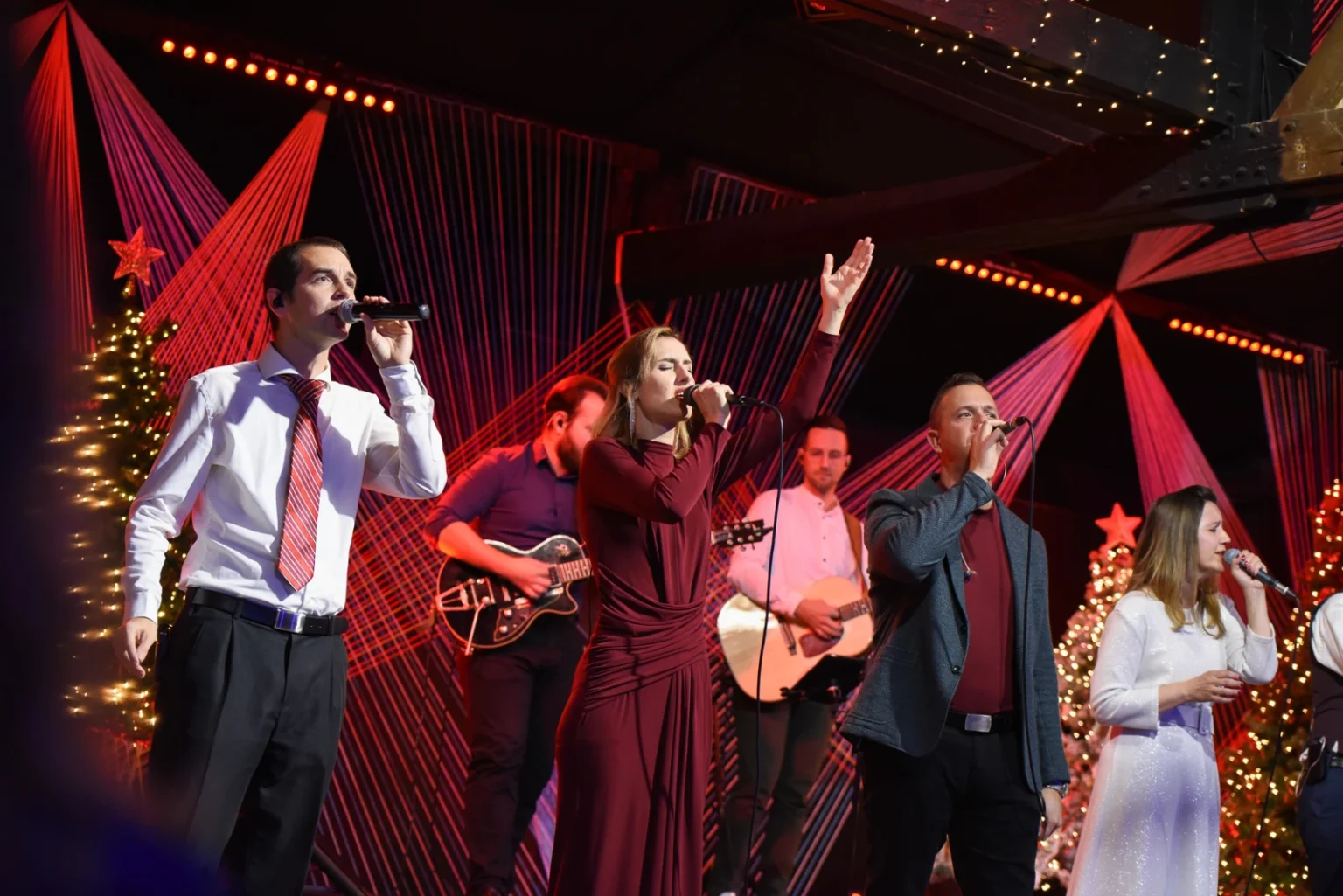 The band and singers at the Christian Centre Bratislava Christmas concert