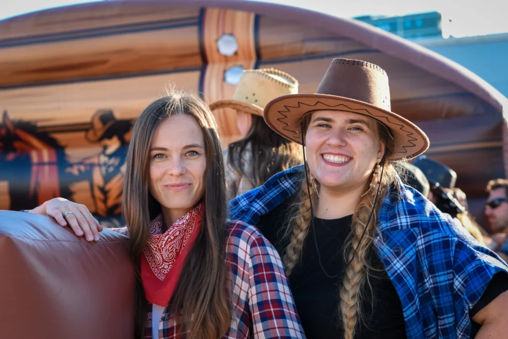 Two young women laughing at the Christian Centre Bratislava Western Day